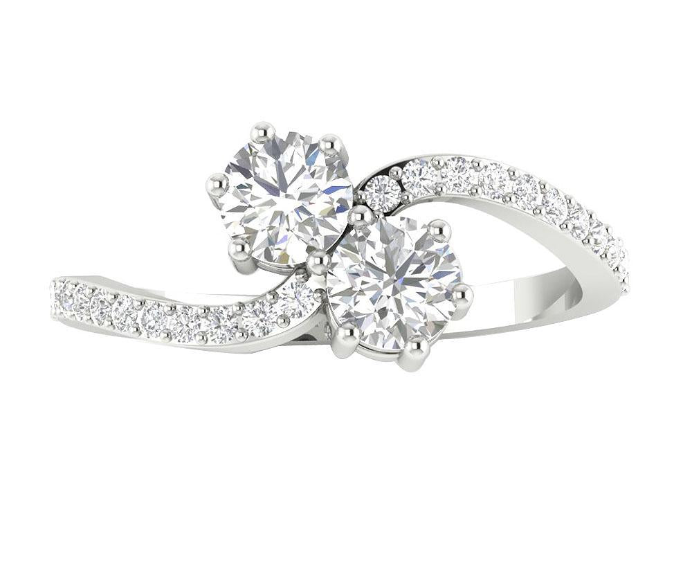 14k Rose Gold Forever Us Two Stone Solitaire Anniversary Ring SI1 G 1.45 Ct Round Diamond