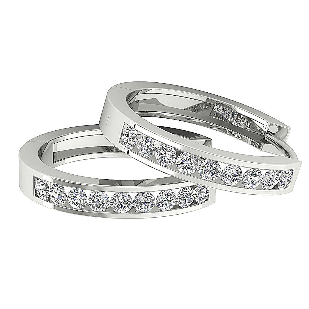 Designer Genuine Diamond 14k White Gold Small Hoops Earring