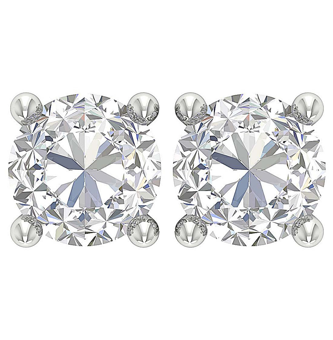 Natural Round Diamond Solitaire Studs Earrings I1 G 2.10 Ct 14k Solid Gold Prong Set
