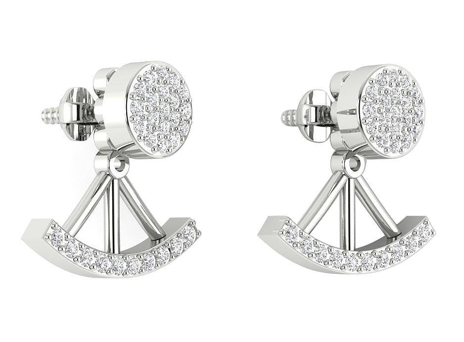 14k/18k Solid Gold Natural Diamonds I1 G 0.40 Ct Removable Jacket Studs Earrings Prong Set 13.78MM