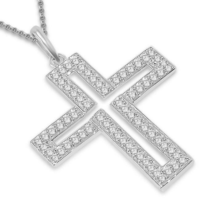 Pave Set Cross Engagement Pendants Natural Diamond VVS1/VS1/SI1/I1 1.00 Ct 14k/18k Solid Gold