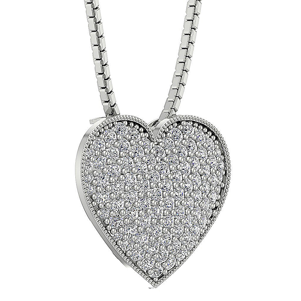 Heart Pendants 14k/18k White Gold VVS1/VS1/SI1/I1 0.65 Carat Round Diamond