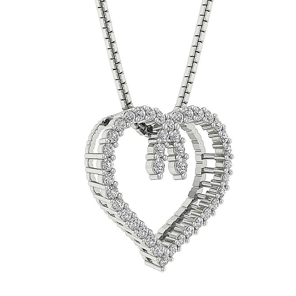 Heart Shape Pendants 14k/18k Solid Gold Natural Diamonds SI/I1 G 0.50 Ct