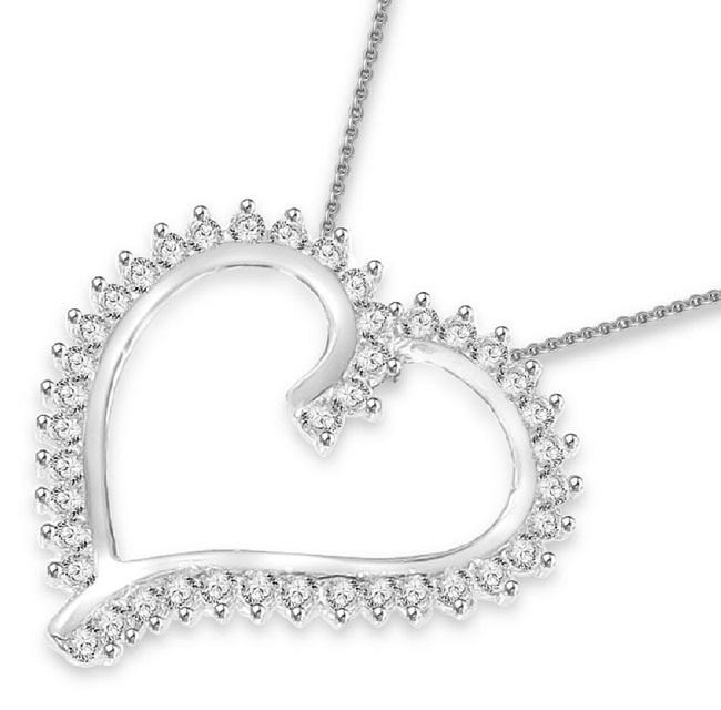 Heart Pendants SI1/I1 G 0.75 Ct Round Diamonds 14k/18k White Yellow Rose Gold
