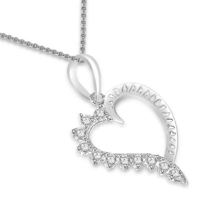 Heart Pendants Natural Diamond 14k/18k White Yellow Rose Gold SI1/I1 G 0.30 Carat