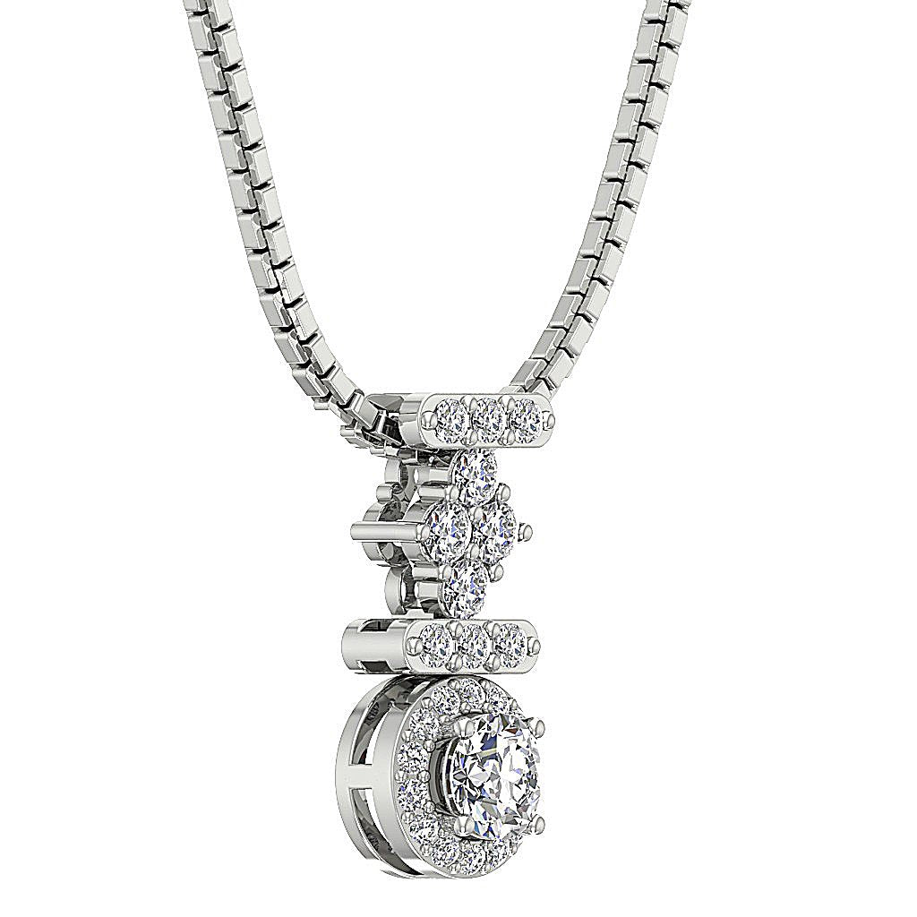 Halo Cluster Pendants 14k/18k Solid White Gold Natural Diamonds SI1/I1 G 0.65 Carat