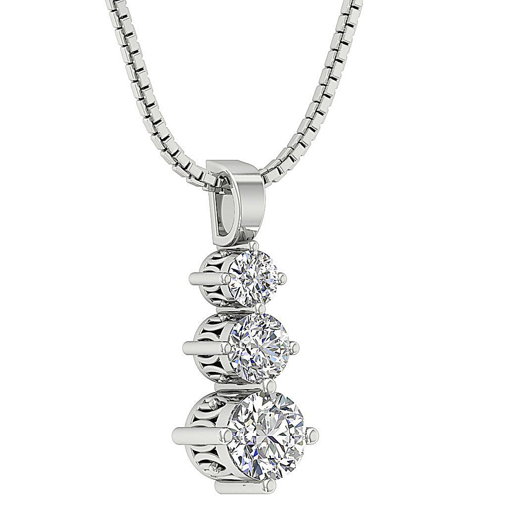 Journey Pendants SI1/I1 G 1.00 Ct Natural Diamonds 14k/18k White Yellow Rose Gold