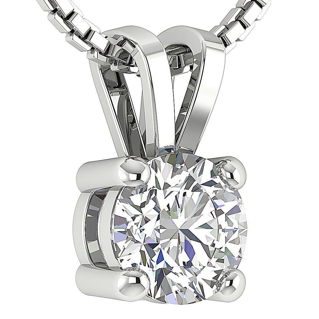 14k/18k White Yellow Rose Gold SI1/I1 G 0.80Ct Solitaire Pendants Round Diamonds Prong Set 5.70MM