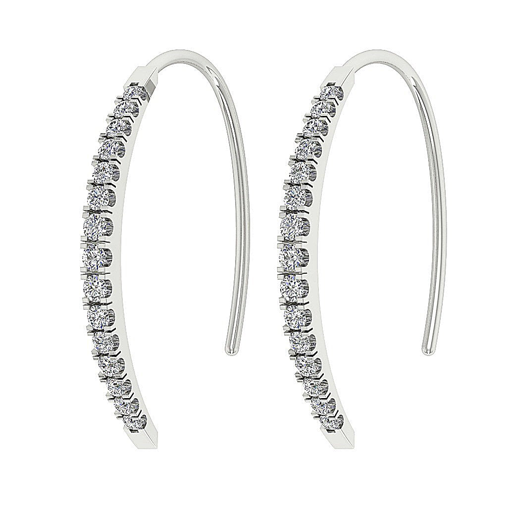 Dangle Wedding Earrings Genuine Diamond SI1/I1 G 0.40 Ct 18k/14k Solid Gold Prong Set
