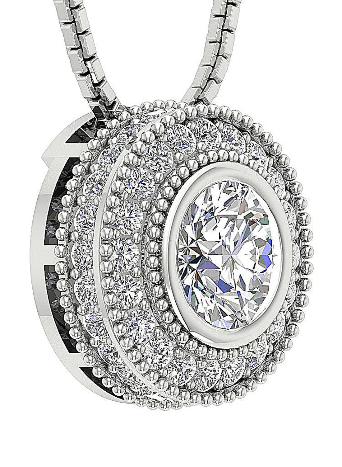 Halo Pendants Prong Bezel Set 14k/18k White Yellow Rose Gold Natural Diamond I1/SI1 G 1.35 Carat