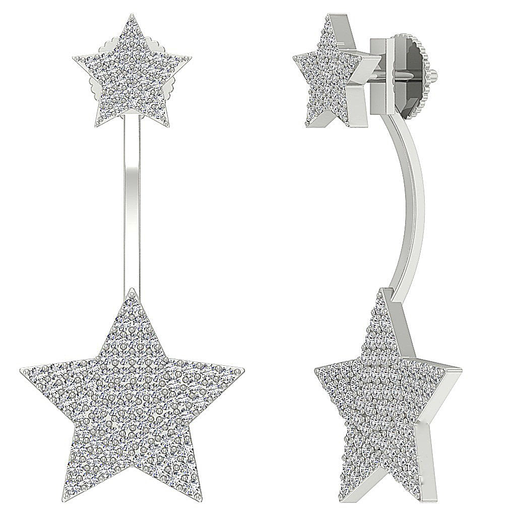 14k/18k Solid Gold Natural Diamonds I1 G 1.10 Ct Removable Jacket Studs Earrings Prong Set 14.75MM