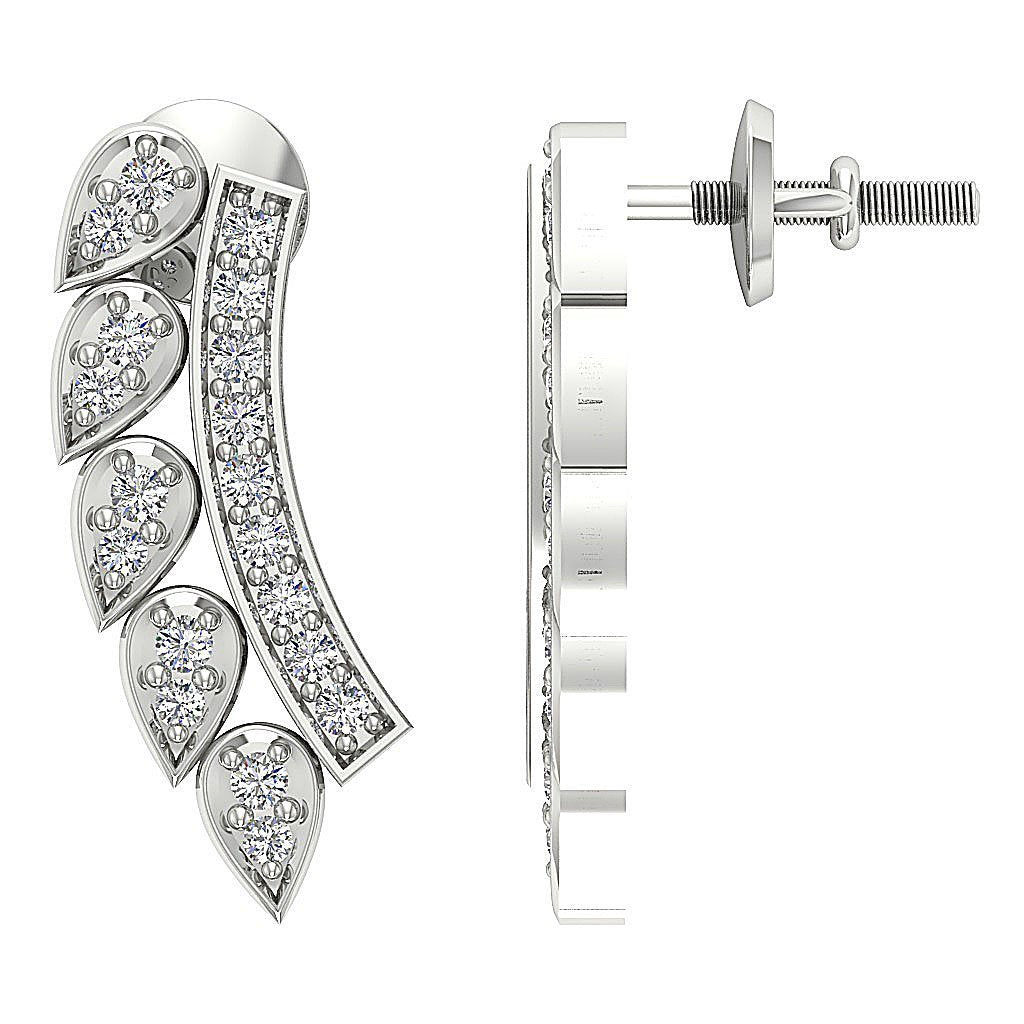 Prong Set Fashion Anniversary Earrings Round Diamond SI1/I1 G 0.45 Ct 18k/14k White Yellow Rose Gold