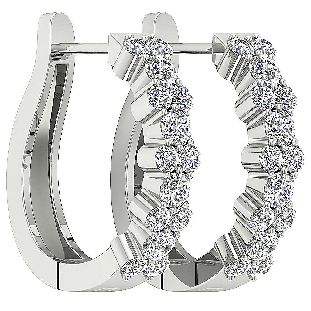 Designer Round Cut Diamond 14k White Gold Earring