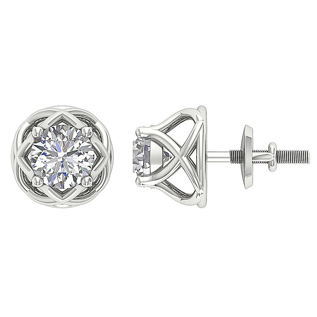 14k/18k Rose Gold SI1/I1 G 2.00 Ct Solitaire Studs Wedding Earrings Genuine Diamond Prong Set
