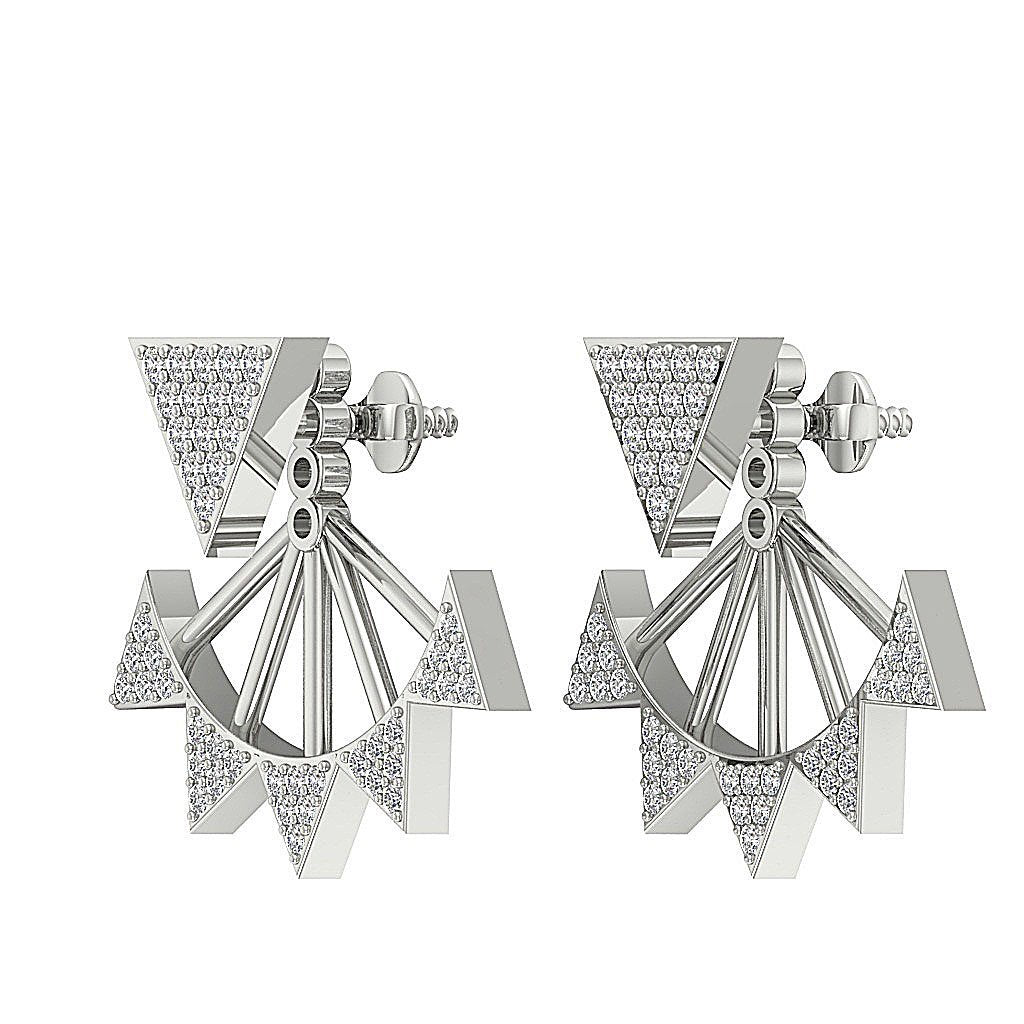14k/18k Solid Gold Natural Diamonds I1 H 0.55 Ct Removable Jacket Studs Earrings Prong Set 20.88MM