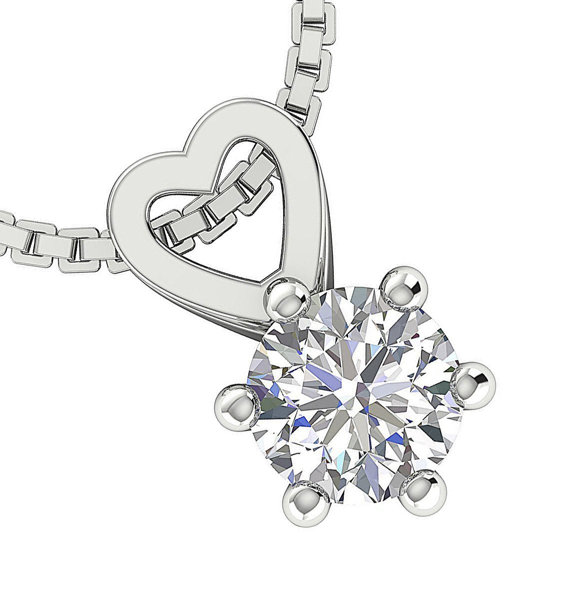 Solitaire Pendants 14k/18k White Gold VS1/SI1/I1 0.50 Ct Genuine Diamonds