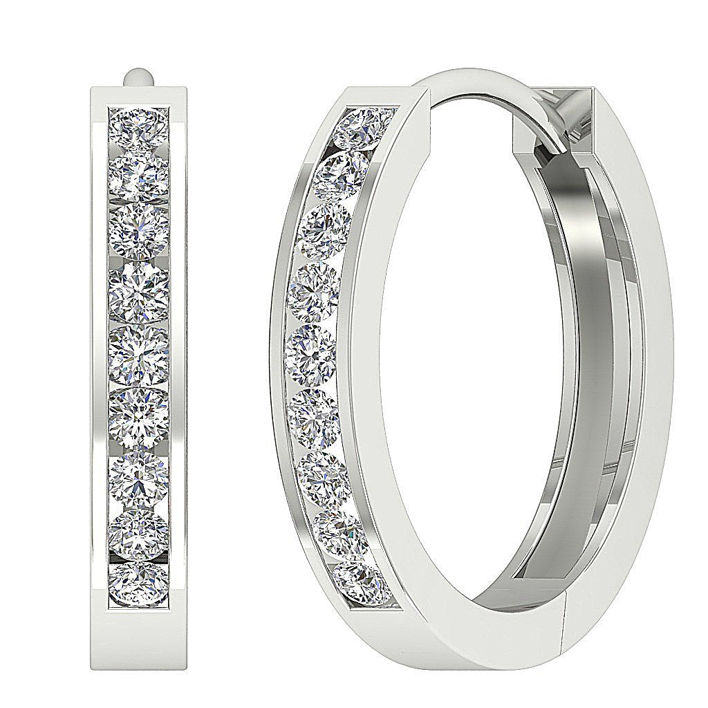 Designer Round Diamond 14k White Gold Earring