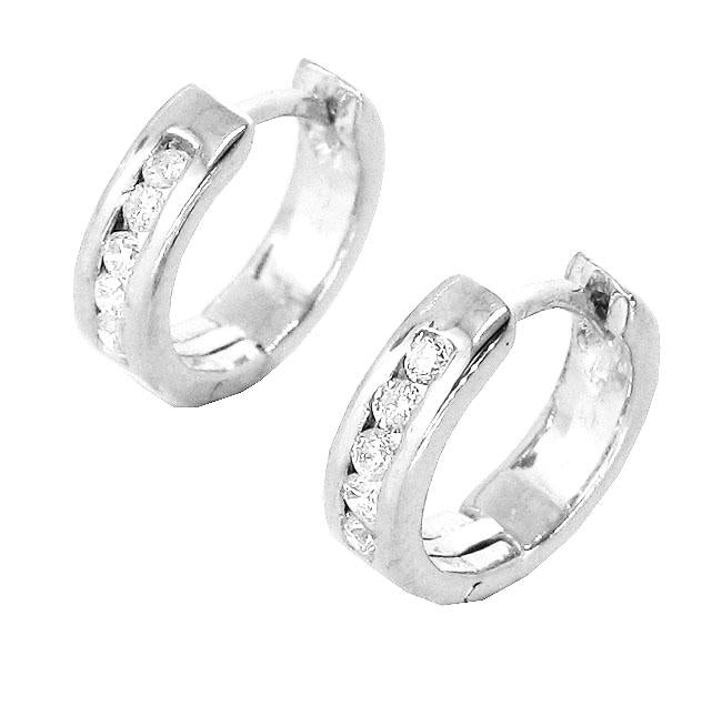 18k/14k Rose Gold Tiny Hoop Anniversary Earrings Round Diamond VVS1/VS1/SI1/I1 0.20 Ct Channel Set