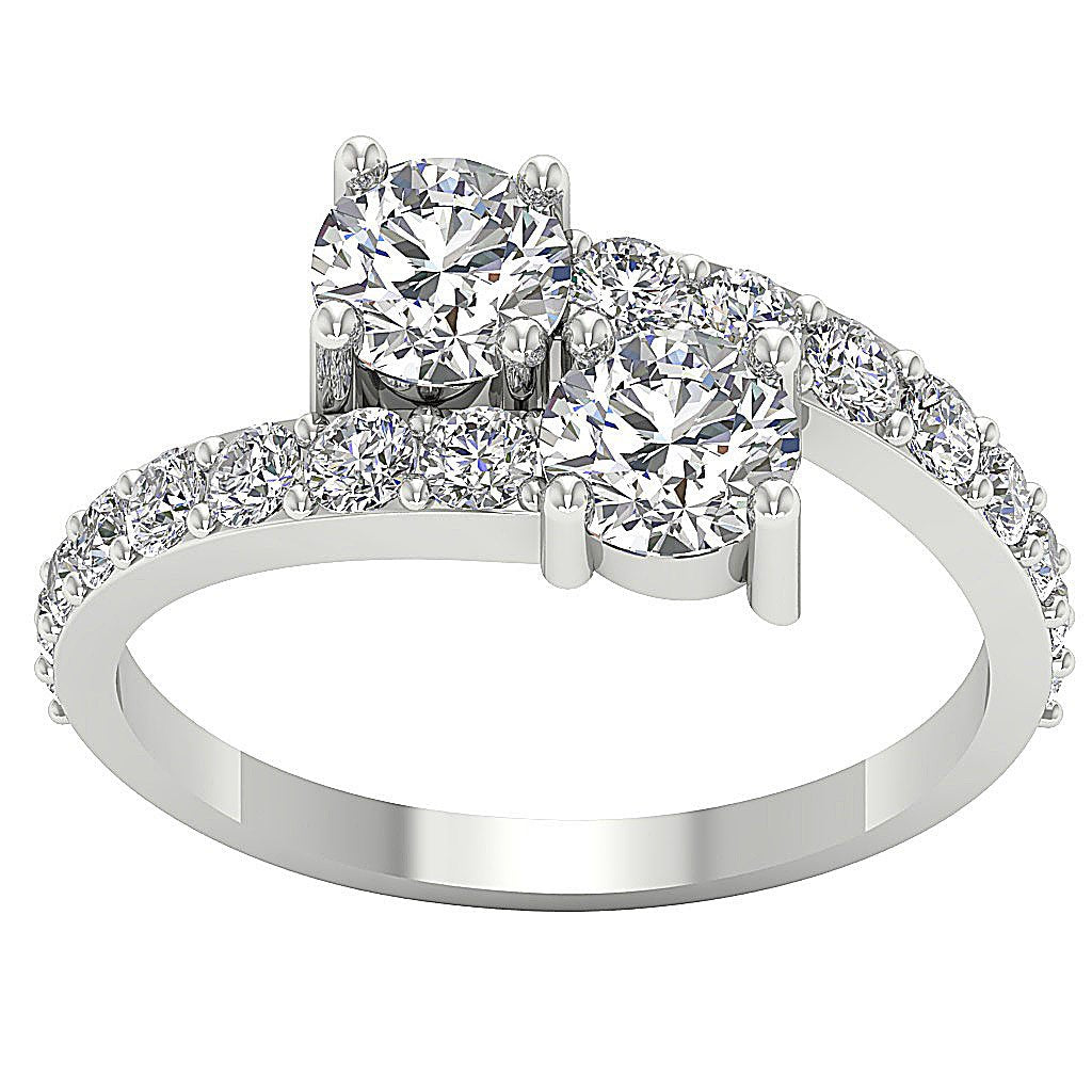Forever Us Two Stone Wedding Ring Genuine Diamond SI1 G 1.85 Ct Prong Set 14k Solid Gold