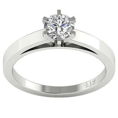 Prong Set Natural Diamond Designer Solitaire Engagement Ring I1 G 0.50 Ct 14K Solid Gold