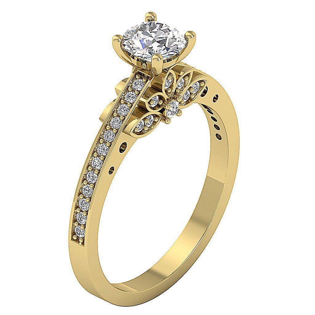 Accent With Solitaire Anniversary Natural Diamond Ring I1 G 1.10 Ct 14k Solid Gold