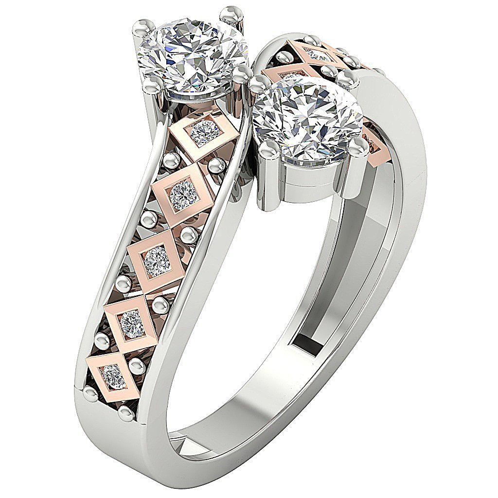 Prong Bezel Set Forever Us Solitaire Two Stone Wedding Ring Genuine Diamond SI1 G 1.15 Ct
