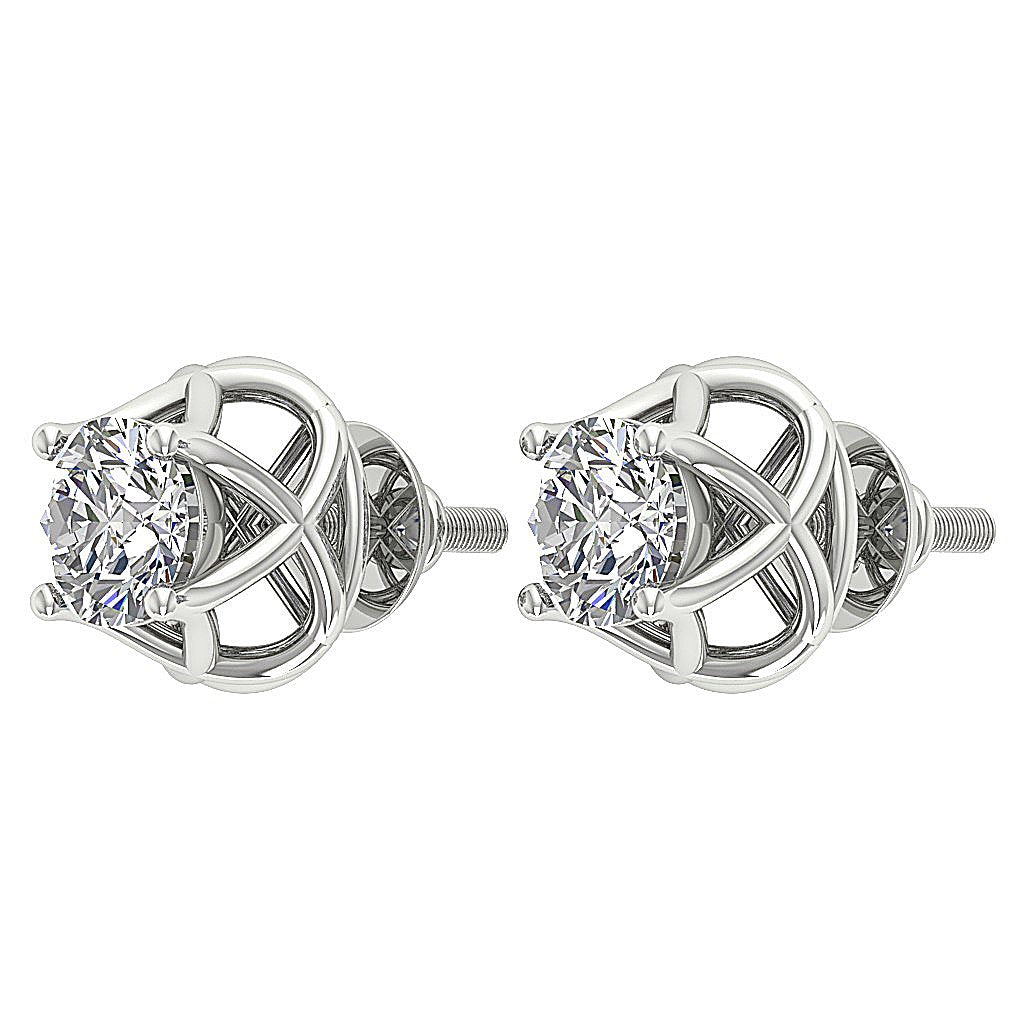 14k/18k Rose Gold SI1/I1 G 2.00 Ct Solitaire Studs Wedding Earrings Genuine Diamond Prong Set