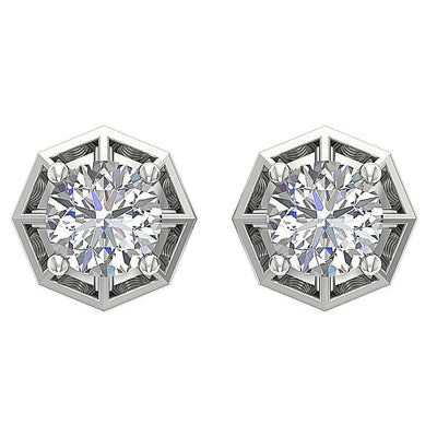 Natural Diamond Solitaire Studs Engagement Earrings SI1/I1 G 0.55 Ct 14k/18k White Gold Prong Set