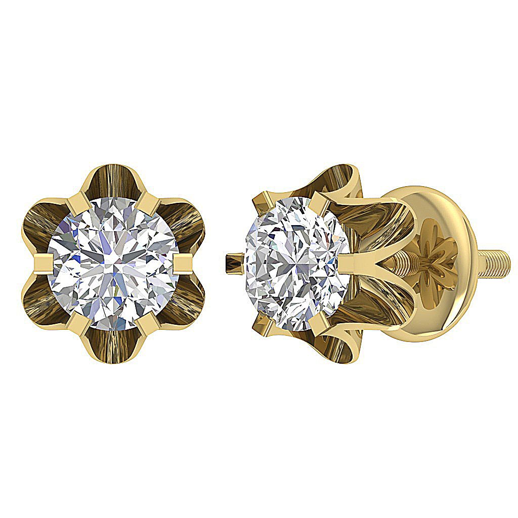 Natural Diamond Solitaire Studs Engagement Earrings SI1/I1 G 0.55 Ct 14k/18k White Gold Prong Set