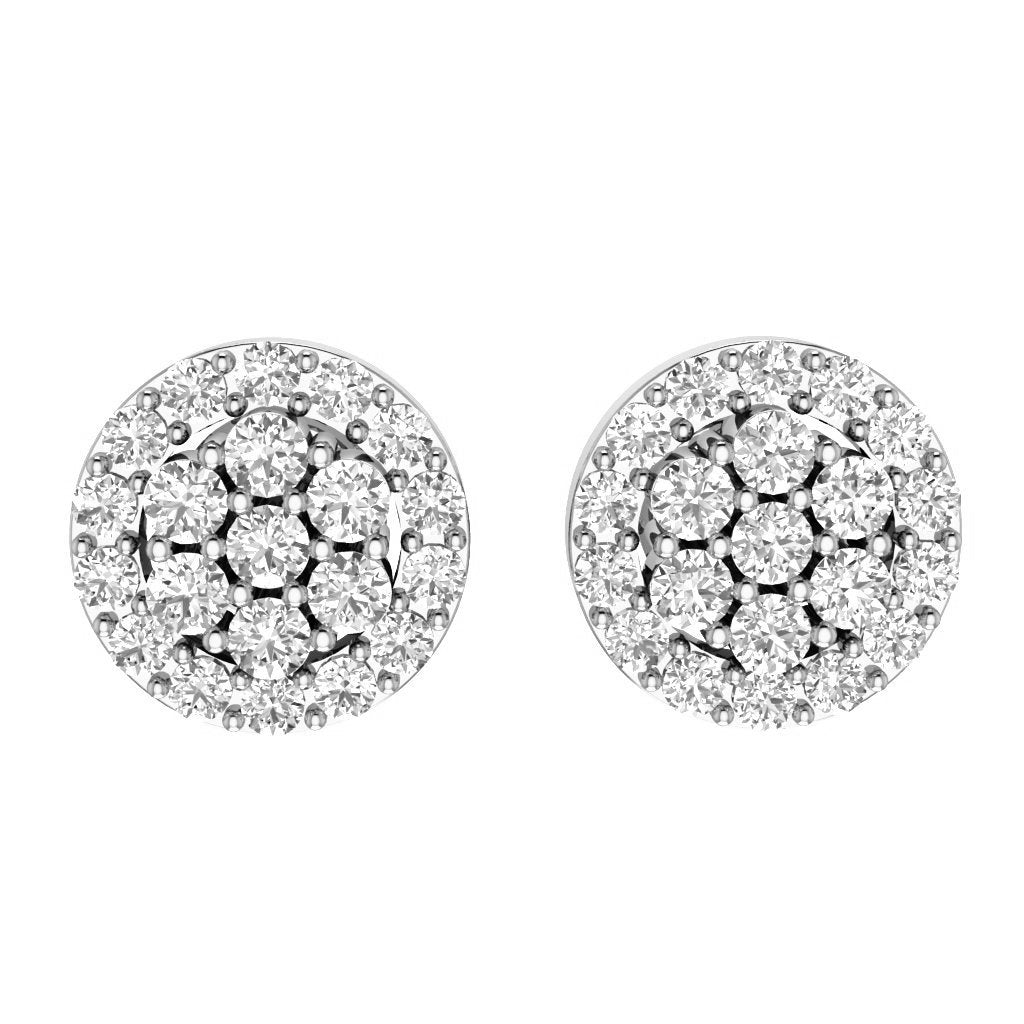 Designer Halo Solitaire Studs Earrings 14k/18k Solid Gold Natural Diamonds SI1 G 0.90 Ct