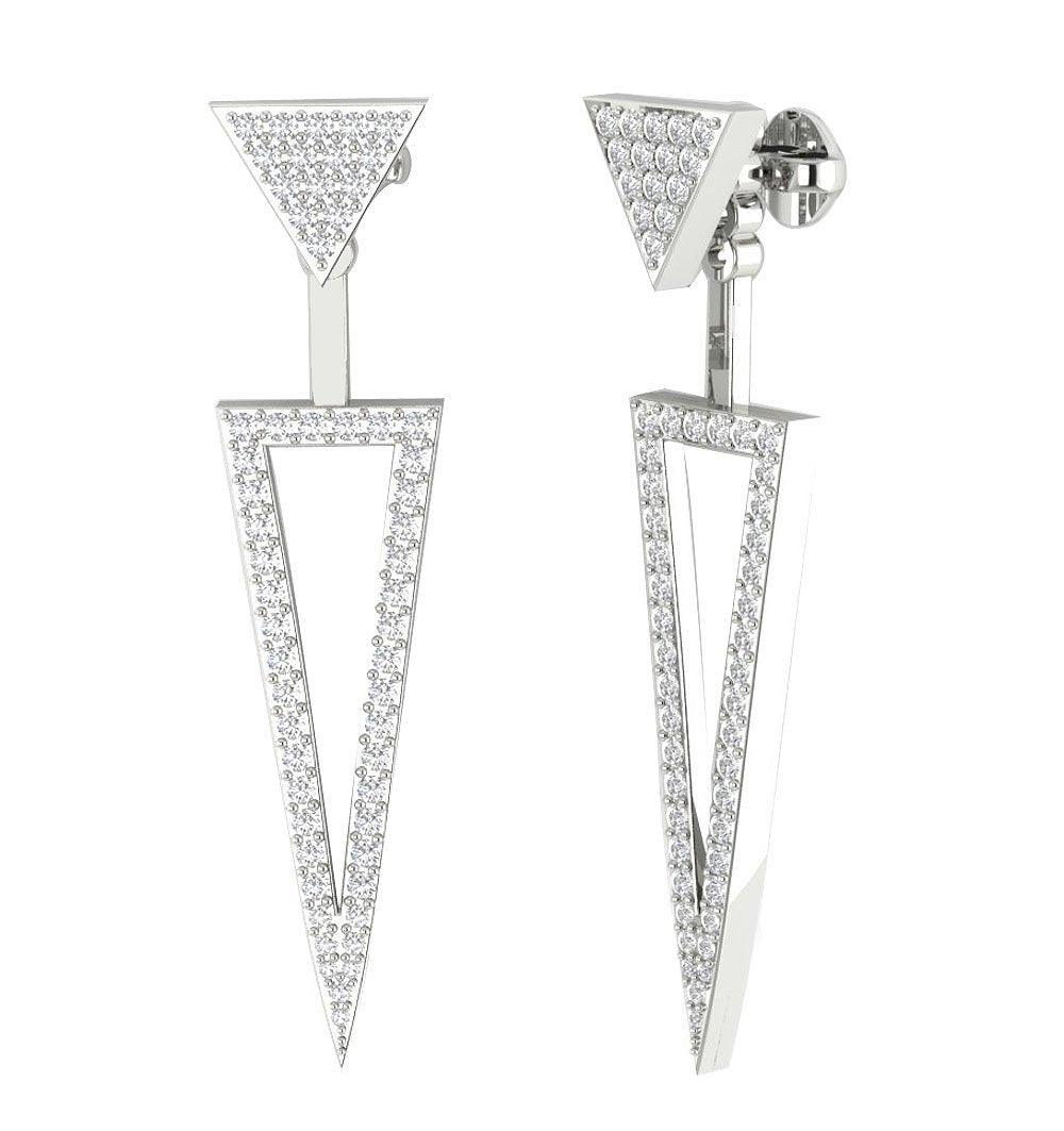 The Lennox Screw Back Removable Jacket Earring Natural Diamond 14K Whi