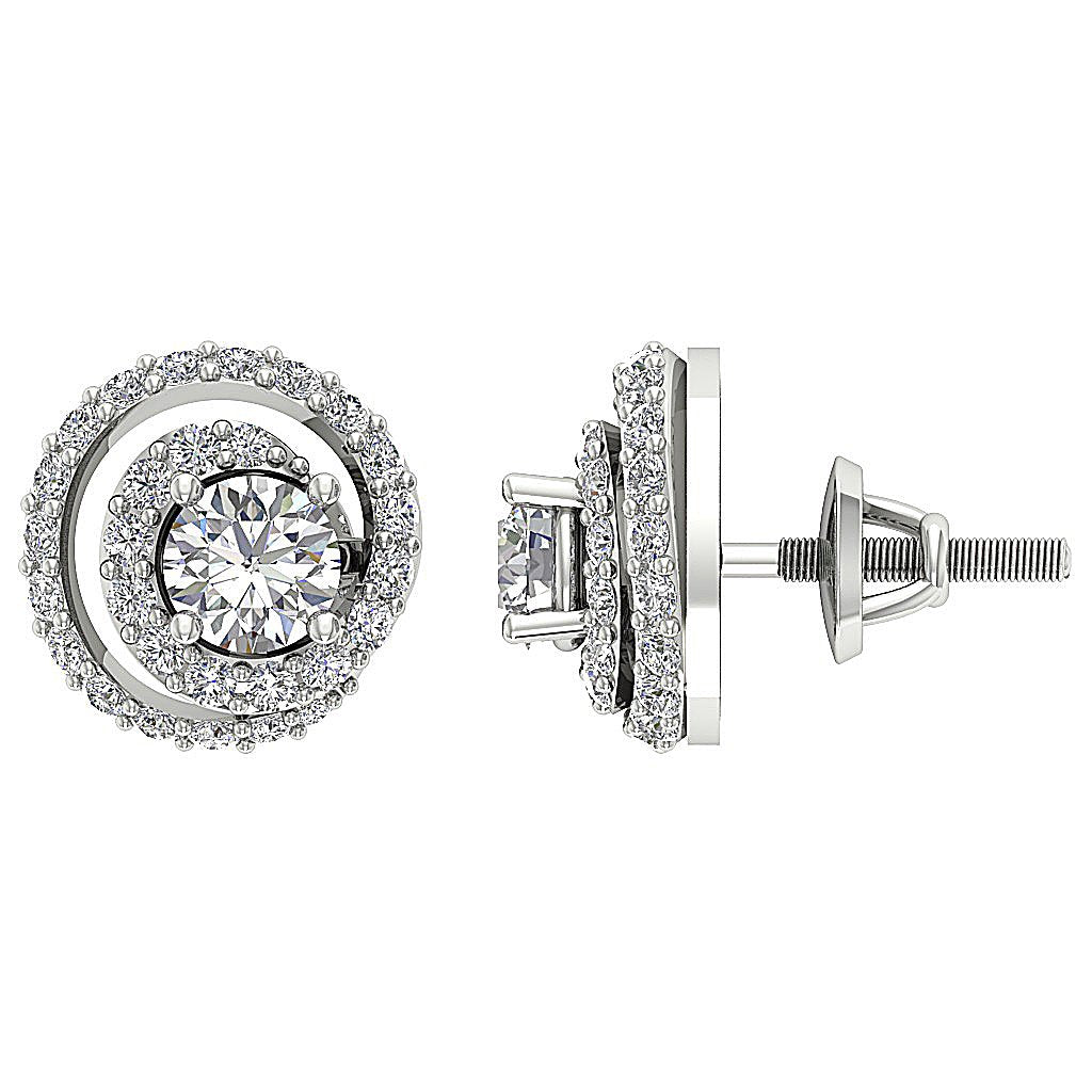 14k/18k Solid Gold Round Diamonds I1 G 1.25Ct Removable Jacket Halo Solitaire Studs Earrings 9.90MM