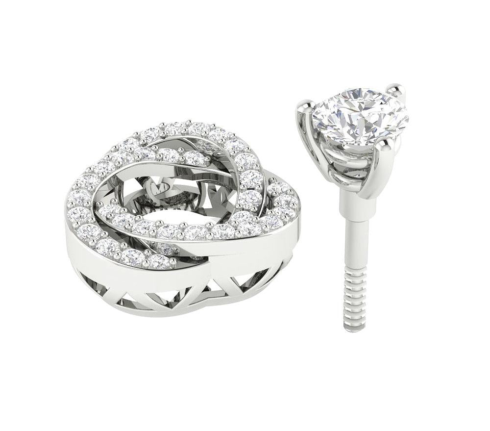 14k/18k White Gold Natural Diamond I1 G 1.50Ct Removable Jacket Halo Solitaire Stud Earring 12.70MM