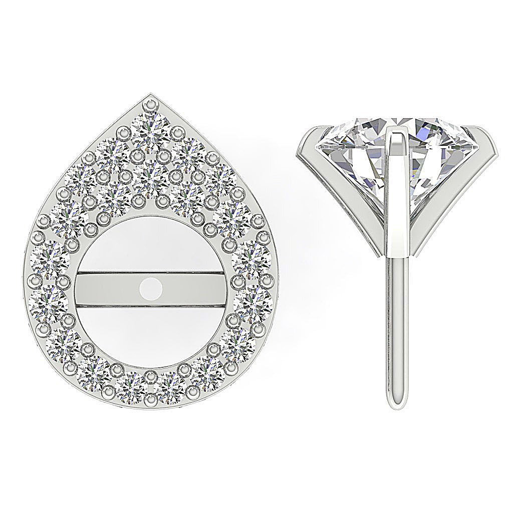 14k/18k Yellow Gold Round Diamond I1 G 1.75Ct Removable Jacket Halo Solitaire Stud Earring 7.80MM