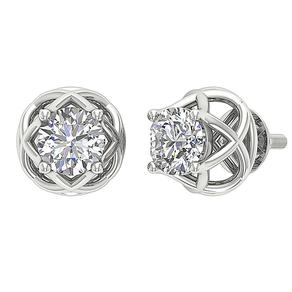 14k/18k Rose Gold SI1/I1 G 2.00 Ct Solitaire Studs Wedding Earrings Genuine Diamond Prong Set