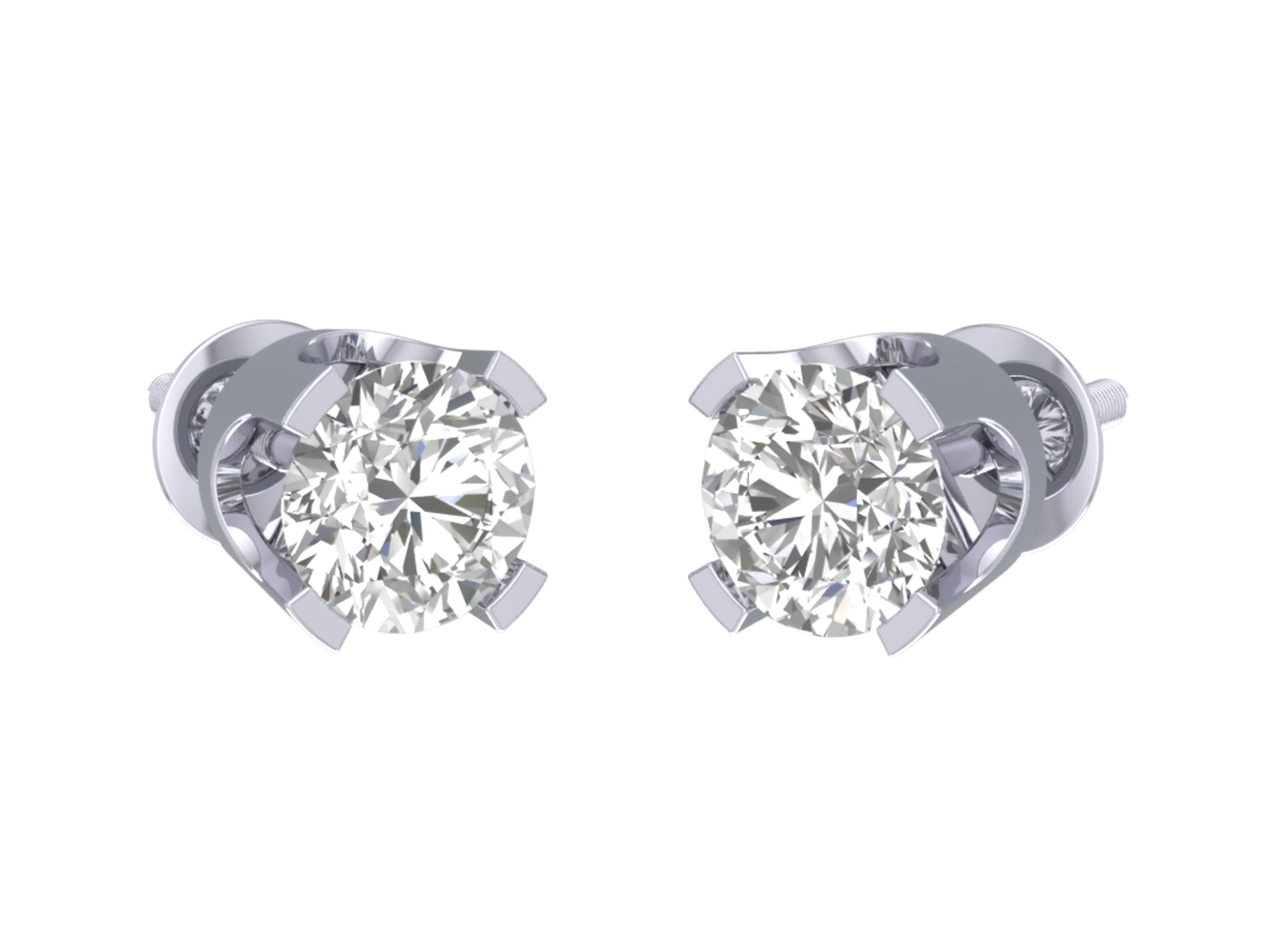 Solitaire Studs Earrings I1 G 0.40 Ct 14k / 18k Gold Natural Round Diamonds