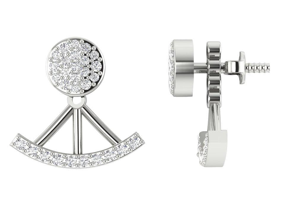 14k/18k Solid Gold Natural Diamonds I1 G 0.40 Ct Removable Jacket Studs Earrings Prong Set 13.78MM