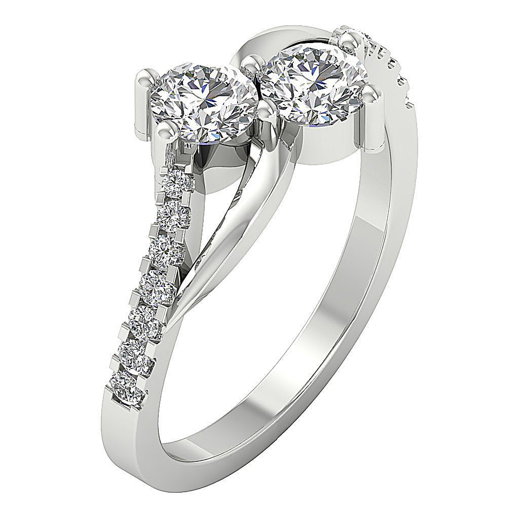 Prong Set SI1 G 1.10 Ct Forever Us Two Stone Anniversary Ring Round Diamond 14k Rose Gold