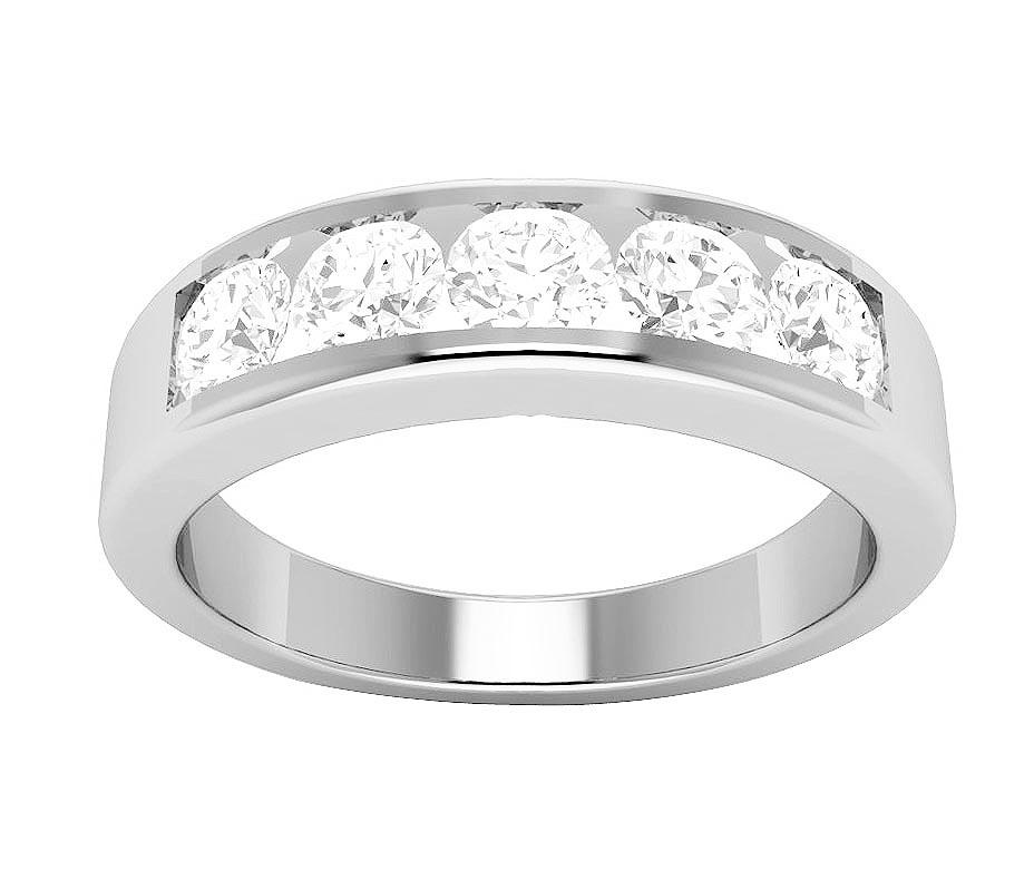 5.00 MM Five Stone Wedding Ring I1 G 1.00 Ct Genuine Diamond 14k Yellow Gold Channel Set