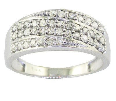 Genuine Diamond Designer Right Hand Wedding Ring I1 G 0.60 Ct 14k White Gold Prong Set