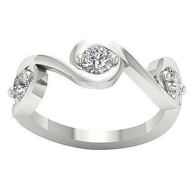 Designer Three Stone Wedding Ring Natural Round Diamond I1 G 0.75 Ct Prong Set Width 6.50MM