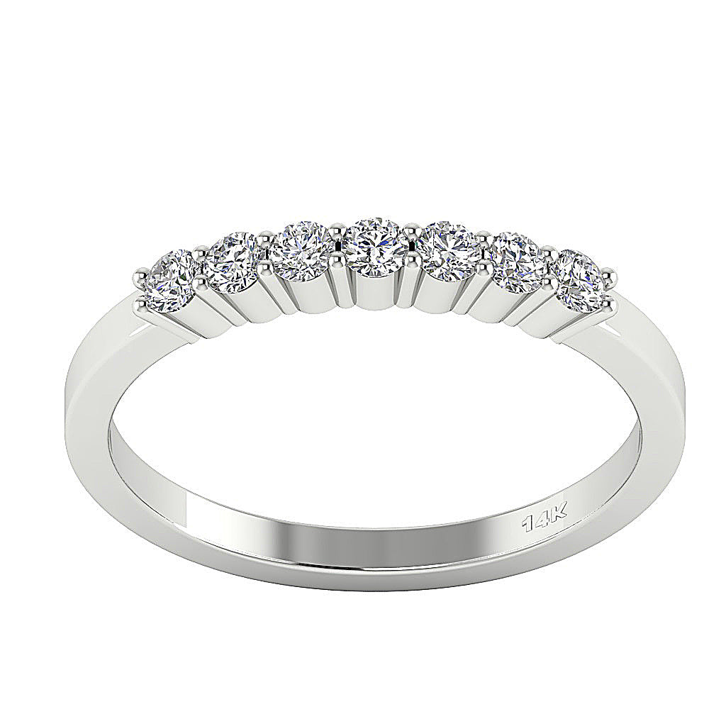 Anniversary Ring Round Diamond I1 G 0.45 Ct 14K White Gold Prong Set