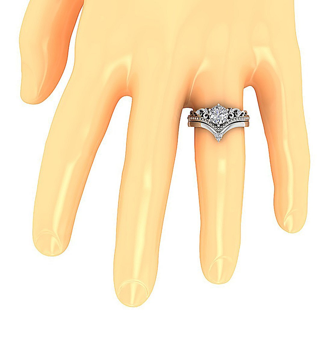 Matching Rings That Fit Together Natural Round Diamond I1 G 1.15 Carat 14k White Gold