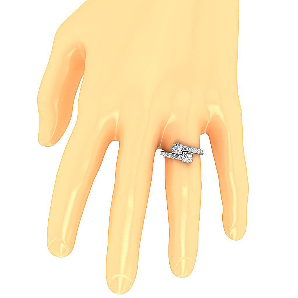 Forever Us Two Stone Wedding Ring Genuine Diamond SI1 G 1.85 Ct Prong Set 14k Solid Gold