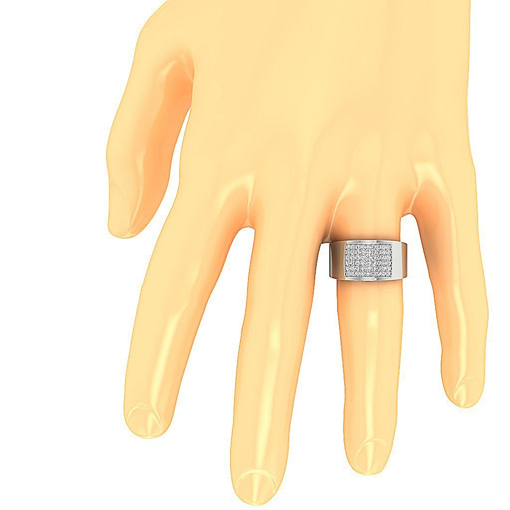 14k Solid Gold Mens Anniversary Ring SI1/I1 G 1.00Ct Natural Diamonds Pave Set Width 12.85MM