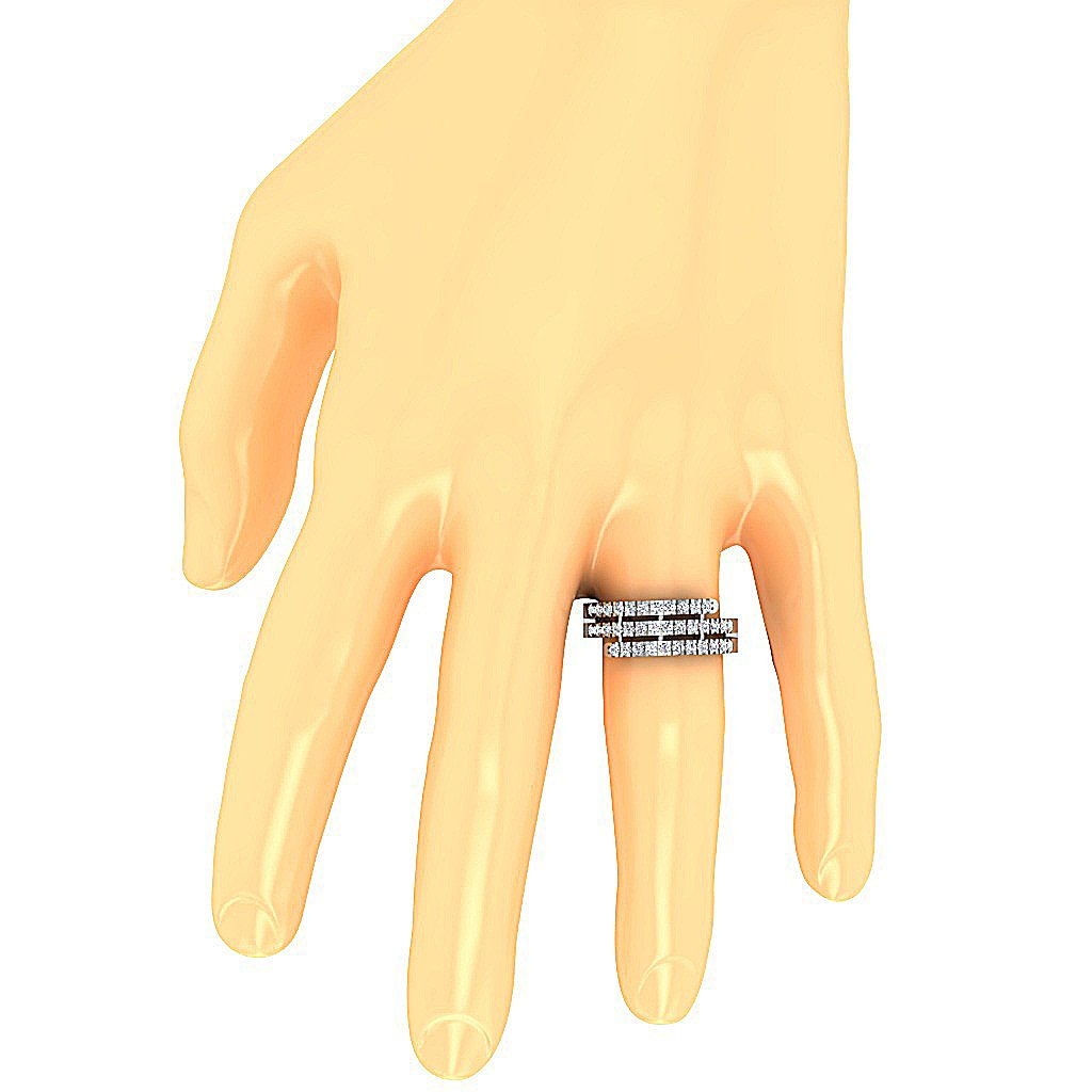 14k Yellow Gold Designer Right Hand Anniversary Ring I1 G 1.01 Ct Round Diamond Prong Set