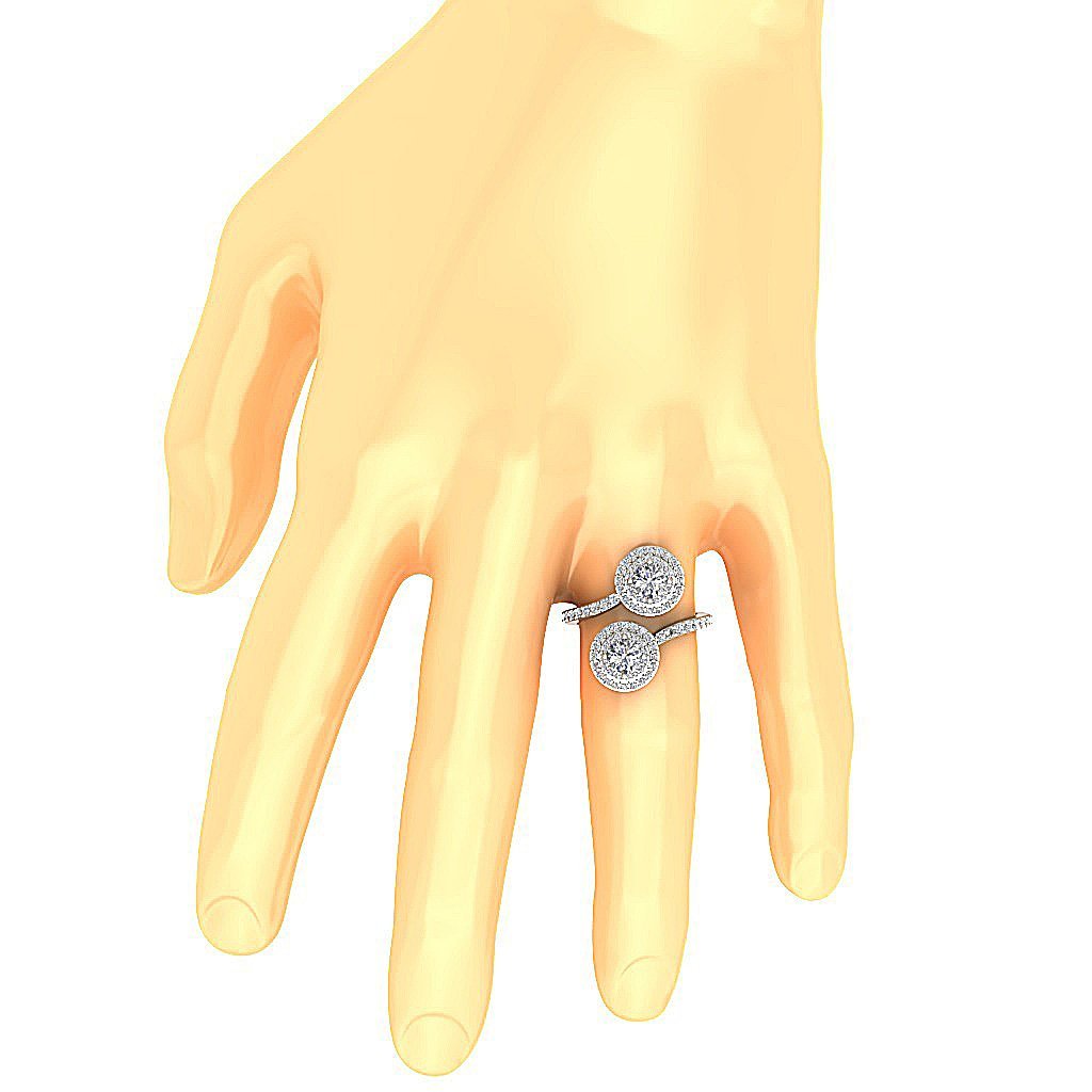 Natural Diamond Forever Us Two Stone Double Halo Solitaire Engagement Ring I1 G 2.00 Ct