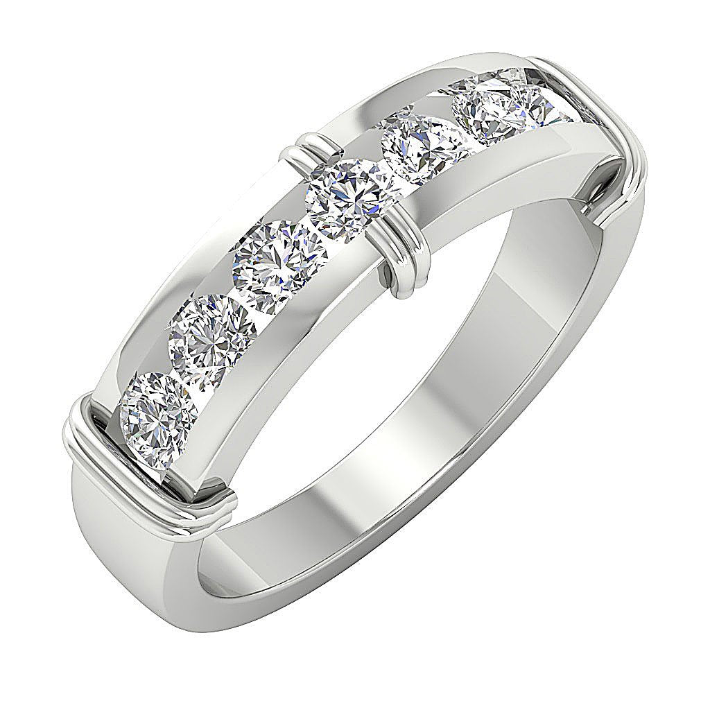 Mens Engagement Ring SI1/I1 G 1.10 Ct 14k Solid Gold Natural Diamond Channel Set Width 6.35MM