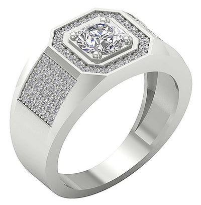 I1 G 1.65Ct 14k Solid Gold Mens Anniversary Ring Round Diamond Prong Set Width 12.00MM