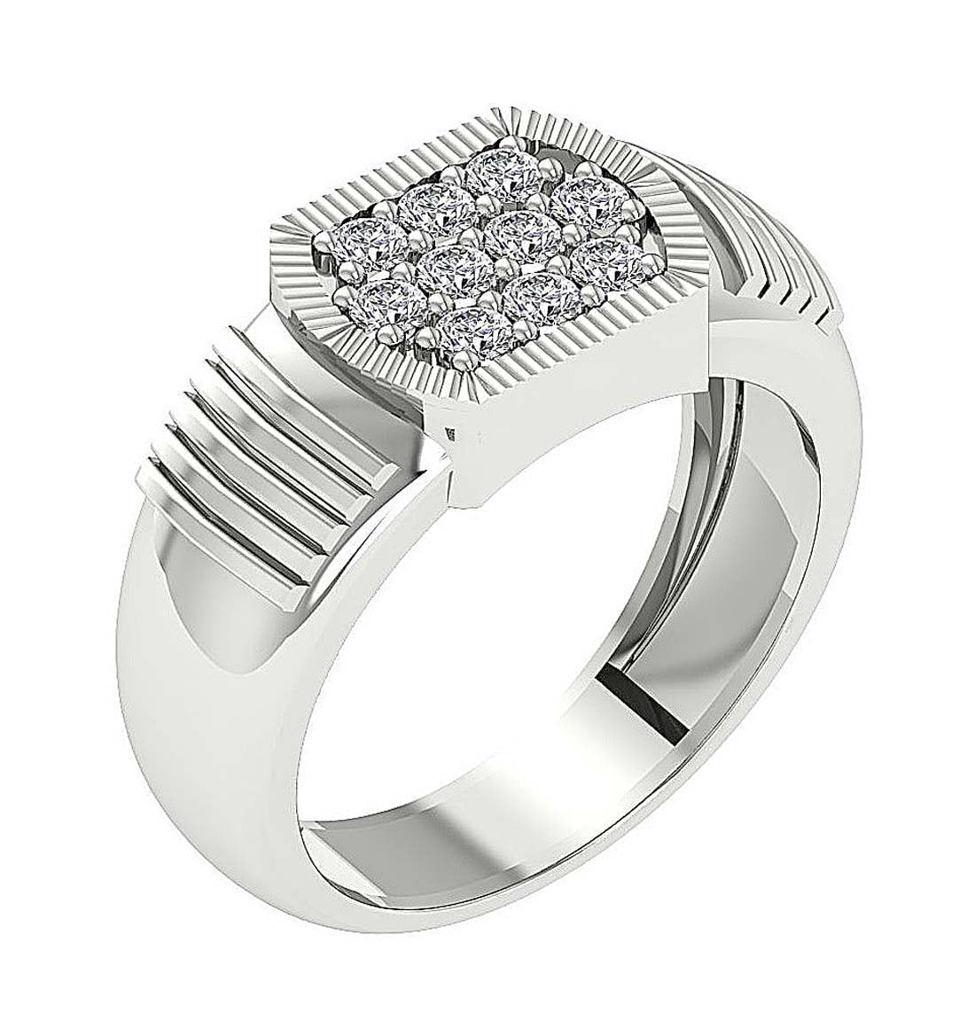 Mens Wedding Ring SI1/I1 G 0.70Ct 14k Solid Gold Natural Diamond Pave Set Width 10.65MM